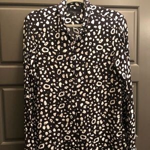 All Saints Black and White Leopard Print Shirt